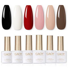 GAOY gel nail polish set lineup with six shades for at-home nail art.