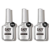 GAOY gel top coat bottle delivers glass-like shine and durable protection.