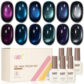 GAOY Glitter Cat Eye gel polish in purple with holographic shimmer for bold manicures
