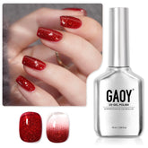 GAOY glitter gel nail polish bottle with Christmas red shade, perfect for party nails.