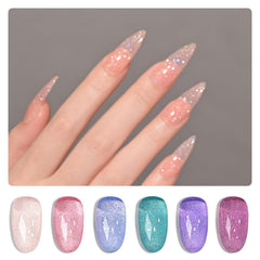 GAOY Glitter Jelly Nail Polish pink swatch for glossy shimmer.