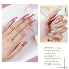 GAOY Glitter Ruby pink glitter gel polish for playful, shiny manicures.