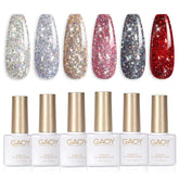 GAOY Glitter Ruby red glitter gel polish for bold at-home manicures.