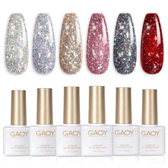 GAOY Glitter Ruby red glitter gel polish for bold at-home manicures.