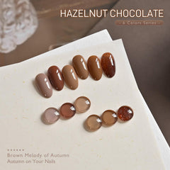 GAOY Hazelnut Chocolate gel nail polish bottle front highlights six-bottle set for at-home gel manicures.
