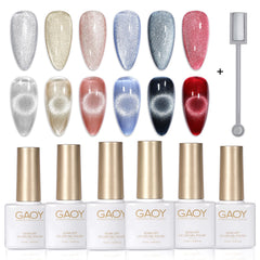 GAOY holographic cat eye gel polish set for vibrant shimmer and wear