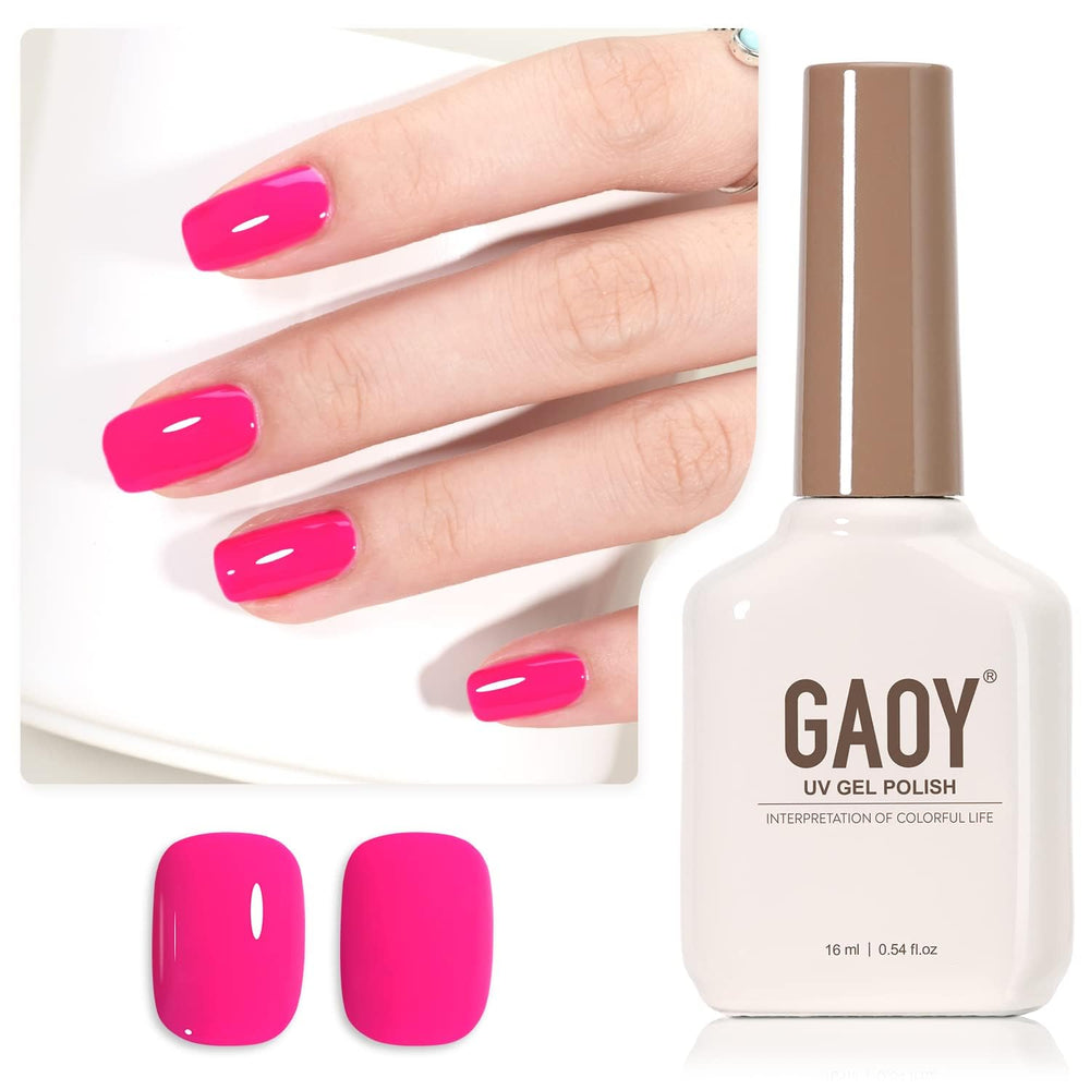 GAOY hot pink gel nail polish bottle shows vibrant color for home manicures.