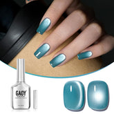GAOY Jelly Blue Cat Eye polish bottle with glitter for striking nails
