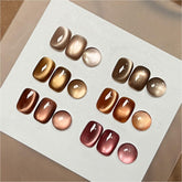 GAOY Jelly Brown Cat Eye gel polish set for at-home glitter cat-eye nails.
