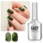 GAOY Jelly Gel Nail Polish bottle close-up in sheer green shade for DIY nails.