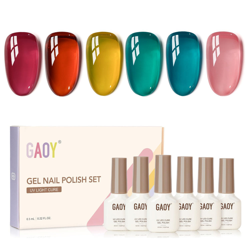 GAOY Jelly Gel Nail Polish Kit pink color offers a sheer, natural look for everyday nails