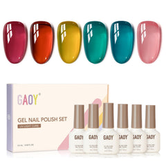 GAOY Jelly Gel Nail Polish Kit pink color offers a sheer, natural look for everyday nails