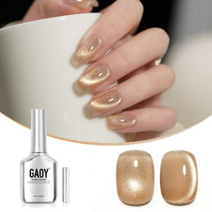 GAOY Jelly Gold Cat Eye Gel Polish 16ml bottle with shimmering cat-eye glow for a salon-like look.