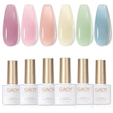 GAOY Jelly Green gel polish set with six colors for customizable nail looks