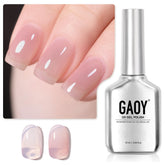 GAOY Jelly Nude Gel Nail Polish bottle shows rose pink translucent finish for buildable color.