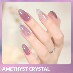 GAOY jelly nude purple gel polish color swatch on nail
