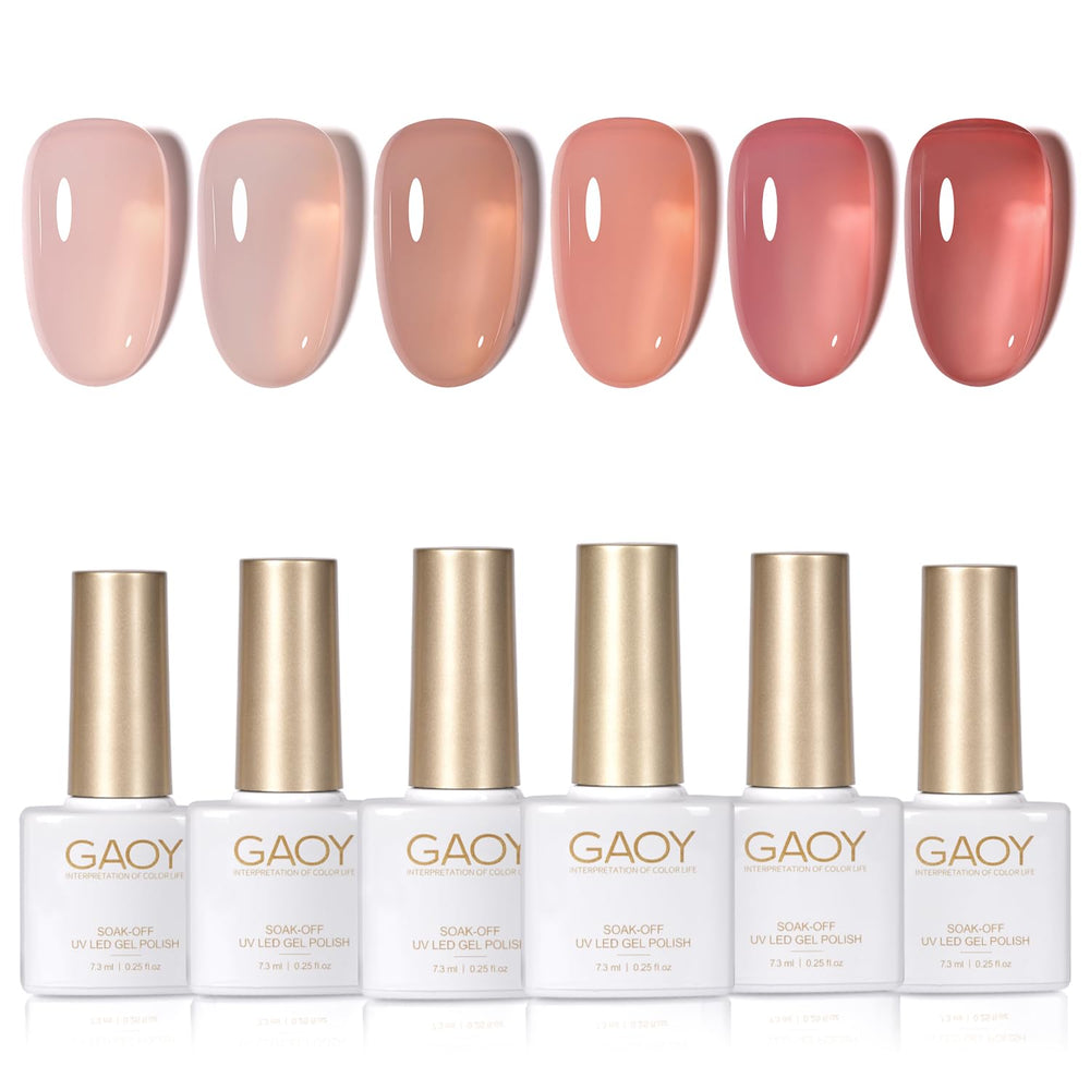 GAOY Jelly Nude Set: sheer red bottle close-up for buildable color at home