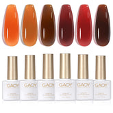 GAOY Jelly Tortoise Brown gel polish swatch for versatile home manicures.