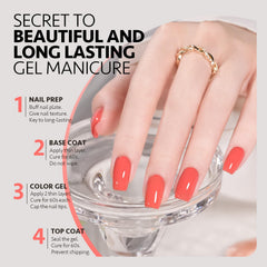 GAOY polish cures under UV/LED lamp in 60 seconds for quick drying.