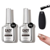 GAOY matte top coat 16ml bottles with brushed-silver finish for long-lasting gel nails.
