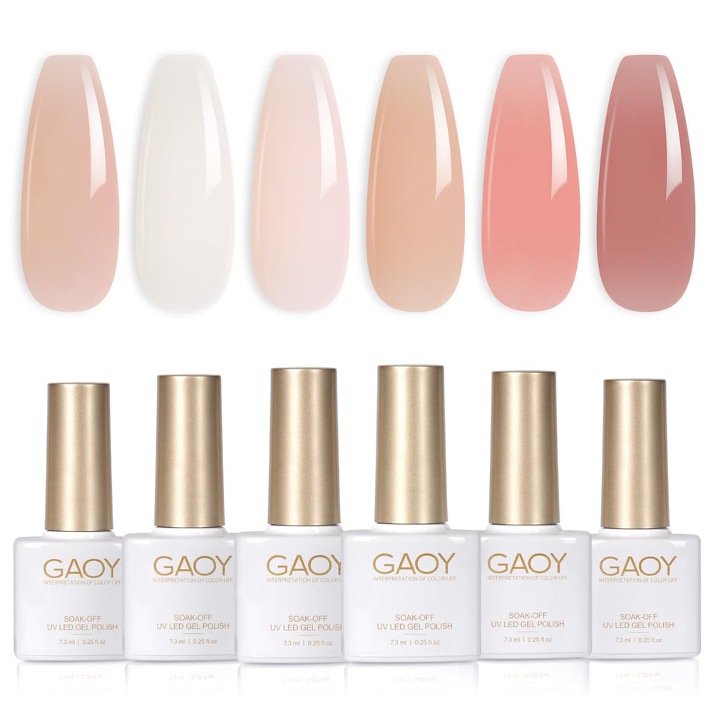 GAOY Milky Jelly Nude set with six sheer colors for versatile at-home nail art