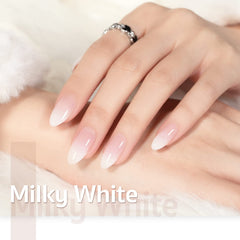 GAOY Milky White Jelly Nude UV cure showcases 60-second light-activated hardening.