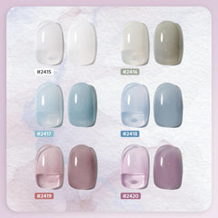 GAOY Mizzle blue-gray jelly gel polish swatch with subtle finish for nails