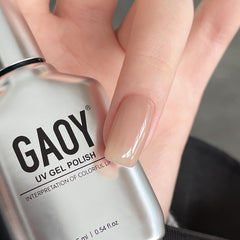 GAOY Nude Jelly Gel Nail Polish cures under UV LED lamp quickly.