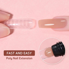 GAOY poly gel extension during application on natural nails for quick, clean length.