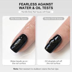 GAOY no-wipe clear finish top coat highlights quick, clean dry touch.