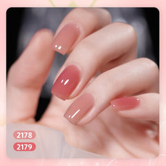 GAOY Nude Jelly Gel Nail Polish Set applying steps illustrate creamy consistency