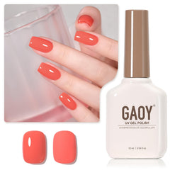 GAOY Orange Gel Nail Polish 16ml bottle for vibrant two-coat color at home.