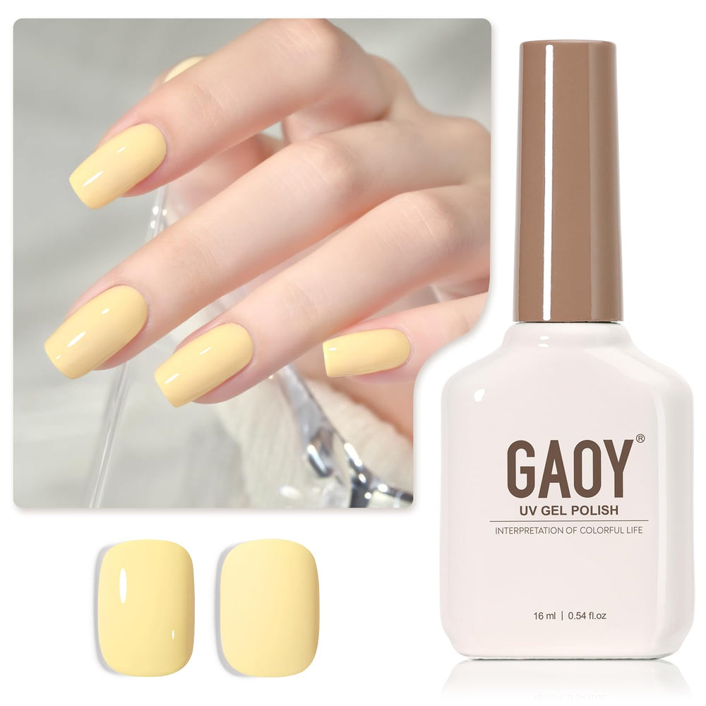 GAOY Pastel Gel Nail Polish 1162 Lemon Pie bottle for long-lasting home manicures.