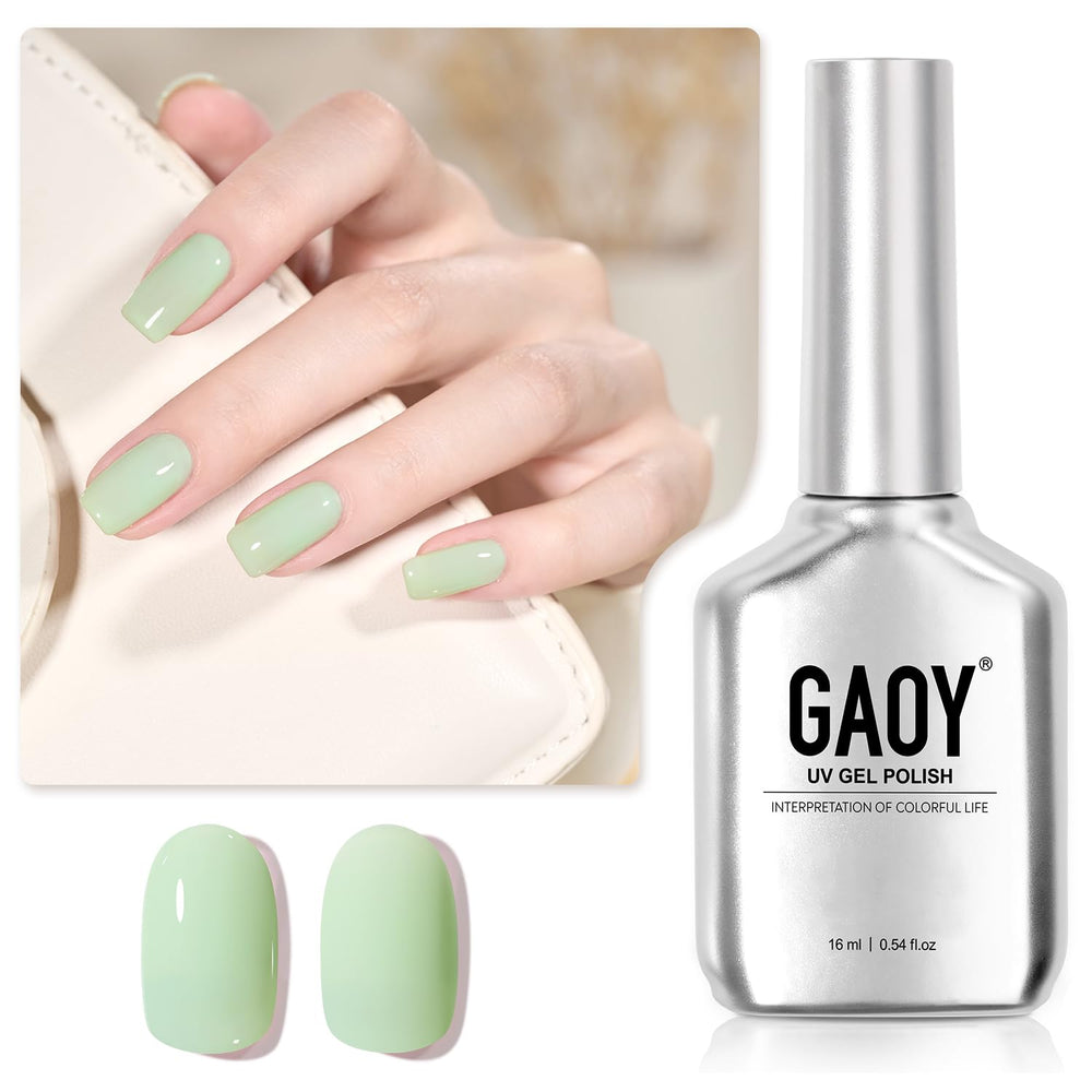 GAOY milky green gel polish bottle for at-home nail art.