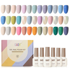 GAOY pastel pearl gel polish kit with glossy top coat for a durable at-home manicure.