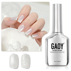 GAOY Pearl Gel Nail Polish bottle close-up showing a pearl finish for radiant at-home nails.