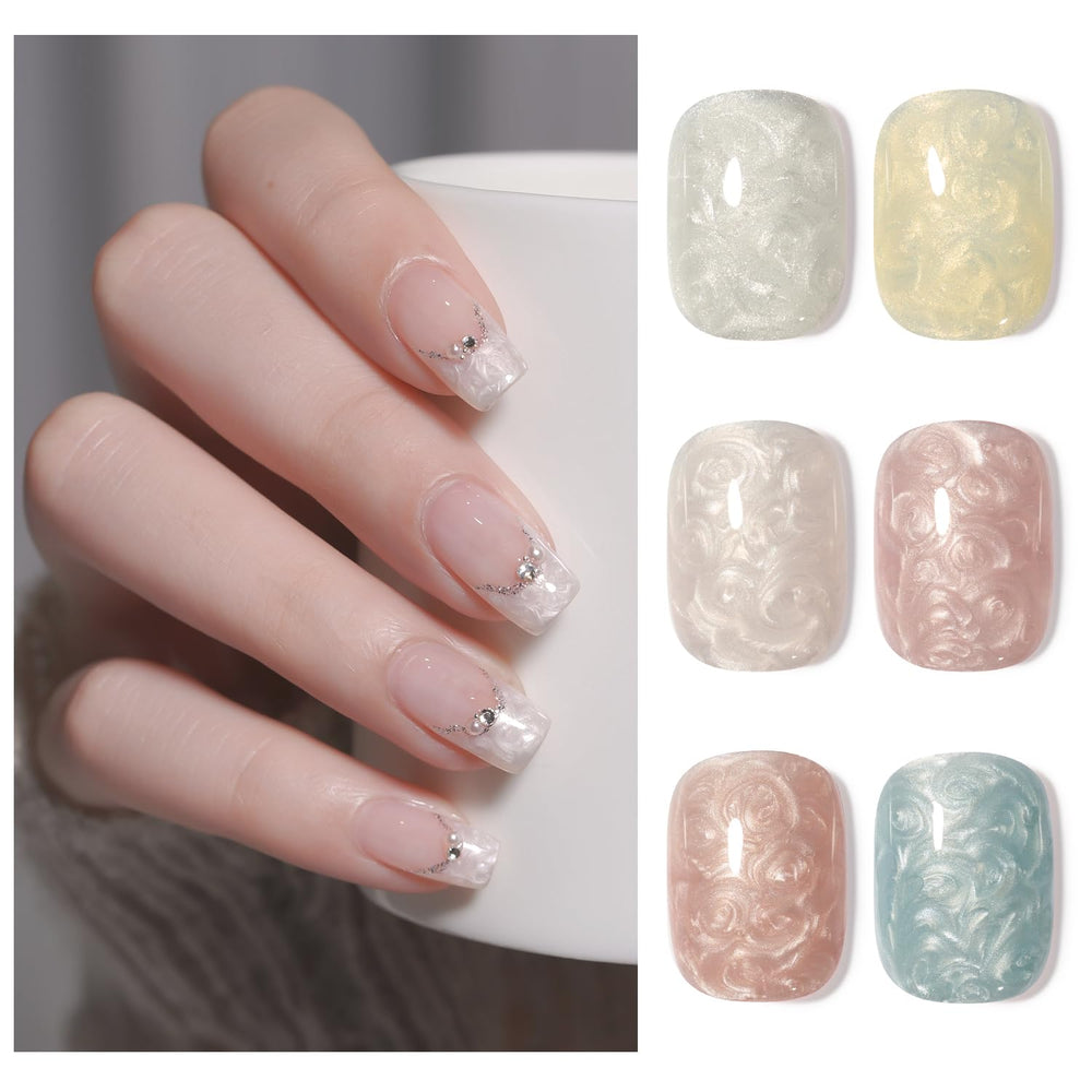 GAOY Pearl Gel Polish Set swatches showing shimmering pearl tones for planning your look