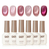 GAOY Pink Cat Eye Nail Polish Set with magnet for chic date-night nails.