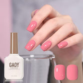 GAOY Pink Gel Nail Polish bottle with long-lasting color for at-home manicures.