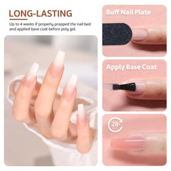 Nail extension quick cure with GAOY poly gel under 60-second UV light.