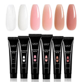 GAOY Poly Gel Set packaging shows six nude-pink shades for at-home nail art.