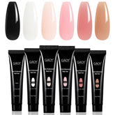 GAOY Poly Gel Set color palette with pink nude black for chic nails.