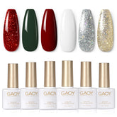 GAOY red Christmas gel nail polish set packaging; six colors for at-home manicures