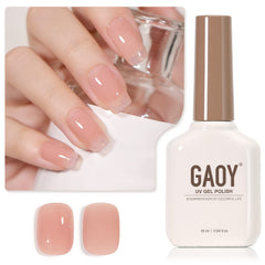 GAOY sheer nude gel polish bottle showing translucent pink gloss for at-home nails