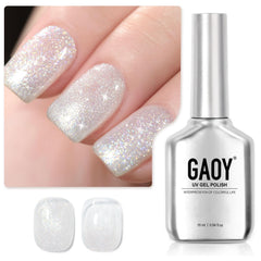 GAOY Shimmer Gel bottle close-up showing translucent jelly sparkle for at-home nail art