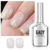 GAOY Shimmer Gel Nail Polish bottle with milky white finish for salon-like home manicures.