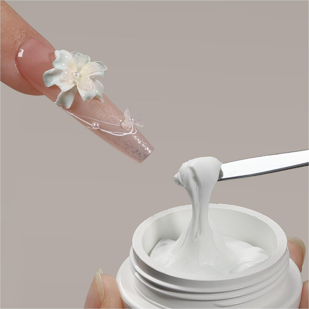 GAOY White 3D sculpting gel for precise nail art modeling at home.