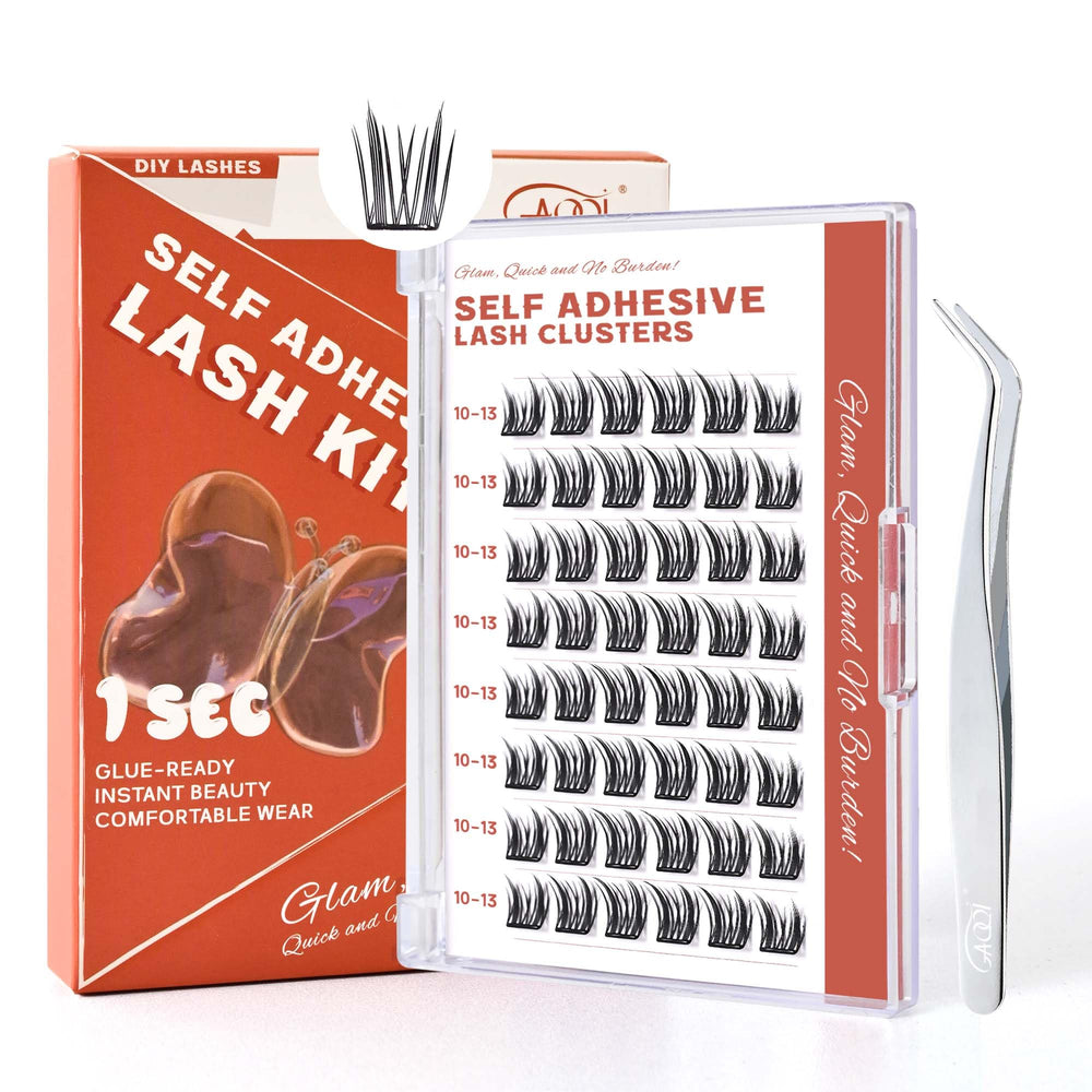 GAQQI self-adhesive lash clusters pre-glued for easy, mess-free application.