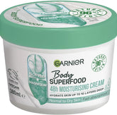 Garnier Body Superfood Aloe cream bottle close-up demonstrates soothing hydration.