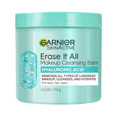 Garnier Erase It All Cleansing Balm jar closeup showing rich texture for makeup removal